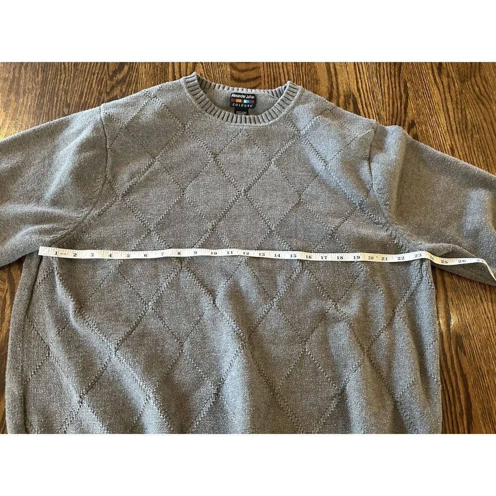 Alexander Julian Colours Vtg Gray Cable Knit Sweater 100% Cotton Size 2XL Tall‎